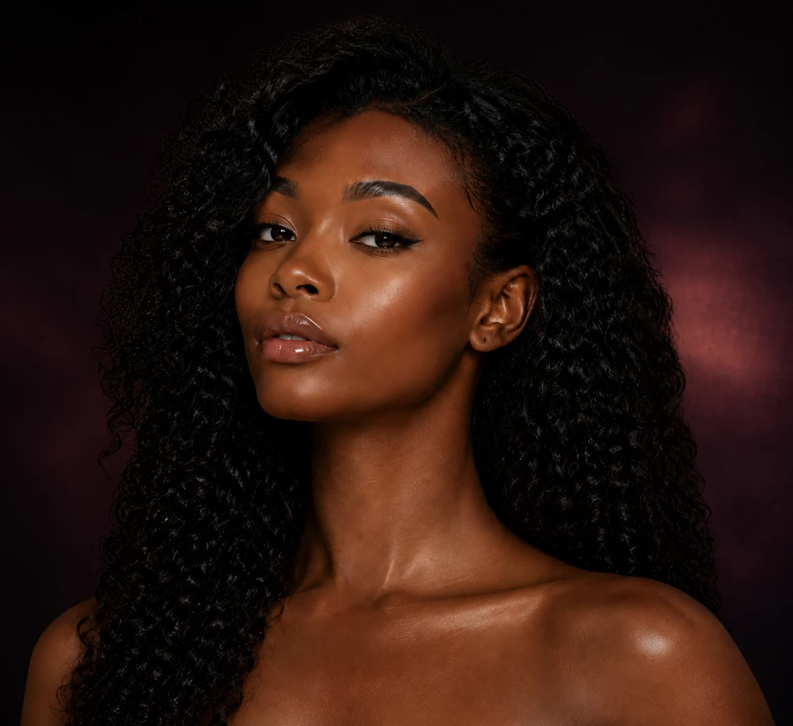 Luminous complexion detail on melanin-rich skin